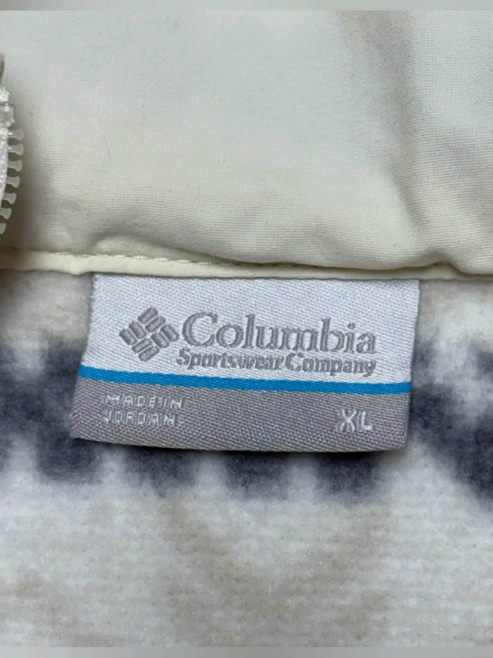 Columbia Sweater Weather Hooded Jacket Women XL Cream Aztec Print Fleece Pullove